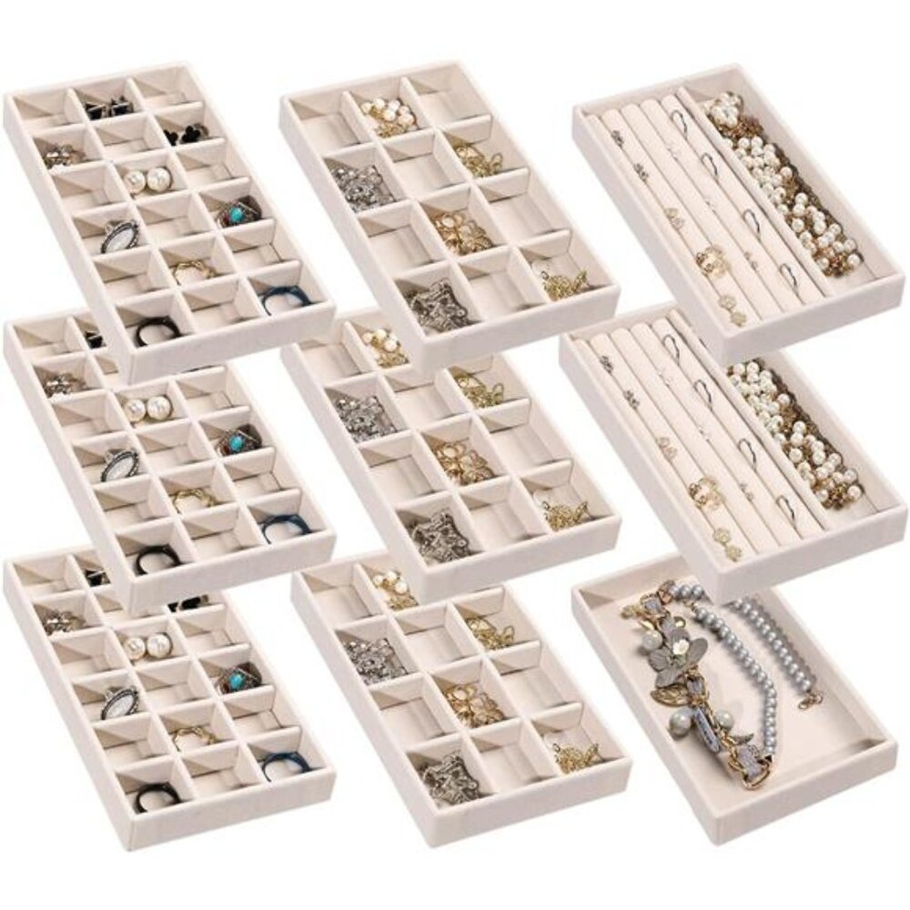 Jewelry Organizer Tray,Stackable Velvet Jewelry Trays,Drawer Inserts Earring